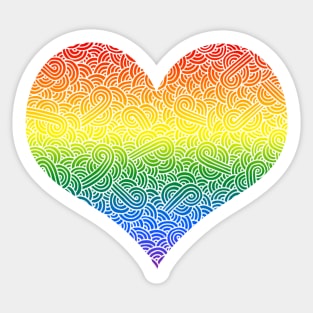 Ombré LGBTQ colours and white swirls doodles heart Sticker